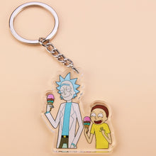 Load image into Gallery viewer, Cute Anime Cartoon Rick And Morty Keychain Acrylic Key Chain Women and Men Kids Key Ring Gift Porte Clef