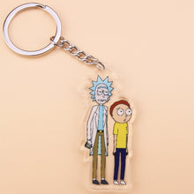 Load image into Gallery viewer, Cute Anime Cartoon Rick And Morty Keychain Acrylic Key Chain Women and Men Kids Key Ring Gift Porte Clef