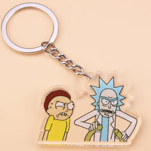 Load image into Gallery viewer, Cute Anime Cartoon Rick And Morty Keychain Acrylic Key Chain Women and Men Kids Key Ring Gift Porte Clef