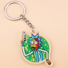 Load image into Gallery viewer, Cute Anime Cartoon Rick And Morty Keychain Acrylic Key Chain Women and Men Kids Key Ring Gift Porte Clef