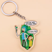 Load image into Gallery viewer, Cute Anime Cartoon Rick And Morty Keychain Acrylic Key Chain Women and Men Kids Key Ring Gift Porte Clef
