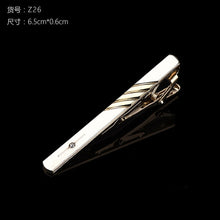 Load image into Gallery viewer, Hot Sale New Tie Clips Men&#39;s  Metal Necktie Bar Crystal Formal Dress Shirt Wedding Ceremony  Gold  Tie Clip
