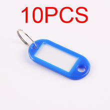 Load image into Gallery viewer, 10 PCS Plastic Custom Split Ring ID Key Tags Labels Key Chains Key Rings Numbered Name Baggage Luggage Tags