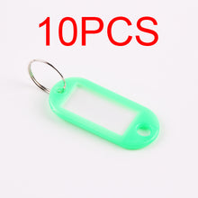 Load image into Gallery viewer, 10 PCS Plastic Custom Split Ring ID Key Tags Labels Key Chains Key Rings Numbered Name Baggage Luggage Tags