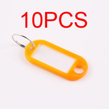Load image into Gallery viewer, 10 PCS Plastic Custom Split Ring ID Key Tags Labels Key Chains Key Rings Numbered Name Baggage Luggage Tags
