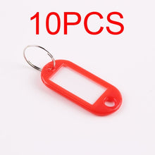 Load image into Gallery viewer, 10 PCS Plastic Custom Split Ring ID Key Tags Labels Key Chains Key Rings Numbered Name Baggage Luggage Tags