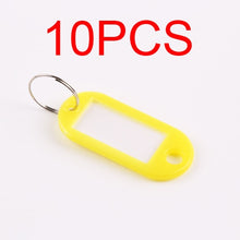 Load image into Gallery viewer, 10 PCS Plastic Custom Split Ring ID Key Tags Labels Key Chains Key Rings Numbered Name Baggage Luggage Tags