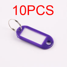 Load image into Gallery viewer, 10 PCS Plastic Custom Split Ring ID Key Tags Labels Key Chains Key Rings Numbered Name Baggage Luggage Tags